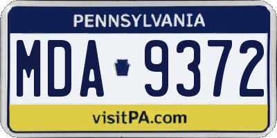 PA license plate MDA9372