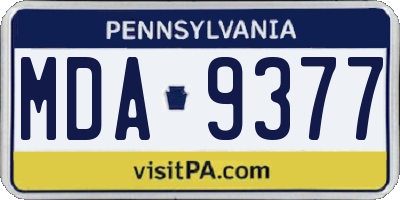 PA license plate MDA9377
