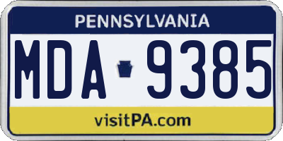 PA license plate MDA9385