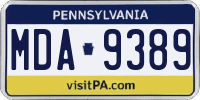PA license plate MDA9389