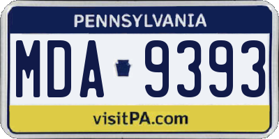 PA license plate MDA9393