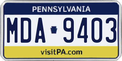 PA license plate MDA9403