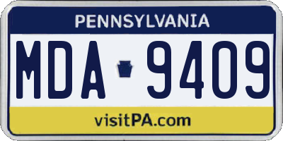 PA license plate MDA9409