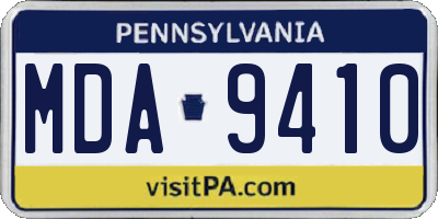 PA license plate MDA9410