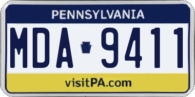 PA license plate MDA9411