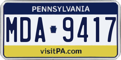 PA license plate MDA9417