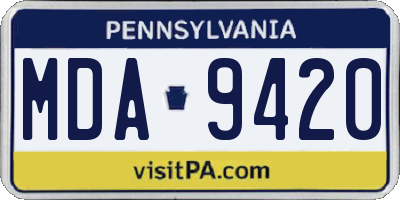 PA license plate MDA9420