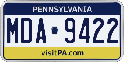 PA license plate MDA9422