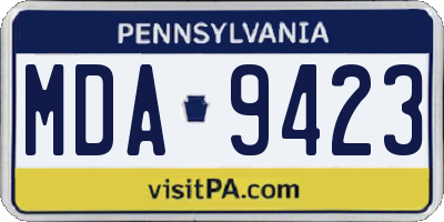 PA license plate MDA9423
