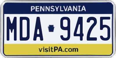 PA license plate MDA9425