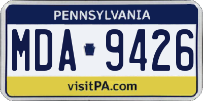 PA license plate MDA9426
