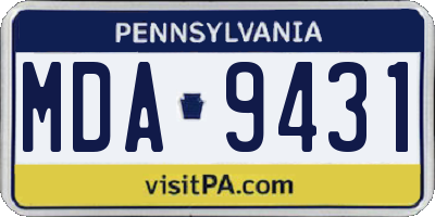 PA license plate MDA9431