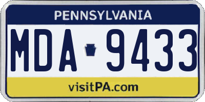 PA license plate MDA9433