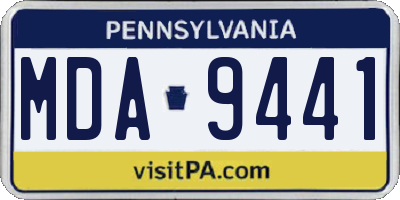 PA license plate MDA9441