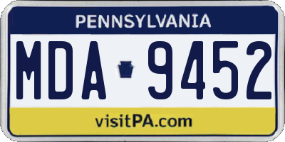 PA license plate MDA9452