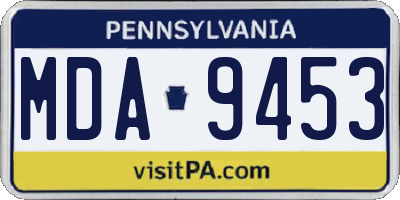 PA license plate MDA9453