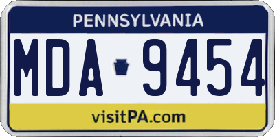 PA license plate MDA9454