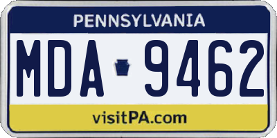 PA license plate MDA9462