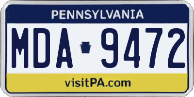 PA license plate MDA9472
