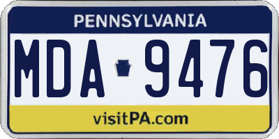 PA license plate MDA9476