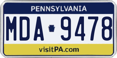 PA license plate MDA9478