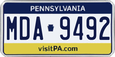 PA license plate MDA9492