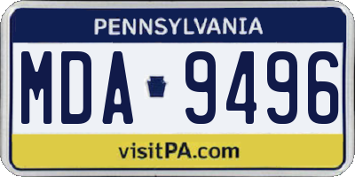 PA license plate MDA9496