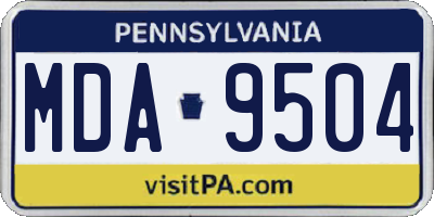 PA license plate MDA9504