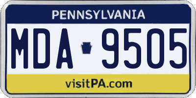 PA license plate MDA9505
