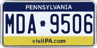 PA license plate MDA9506