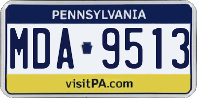 PA license plate MDA9513