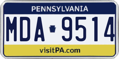 PA license plate MDA9514