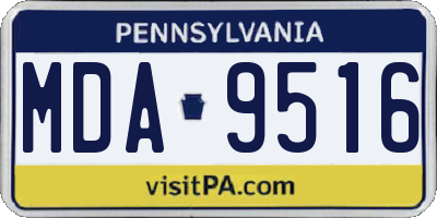 PA license plate MDA9516
