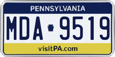 PA license plate MDA9519