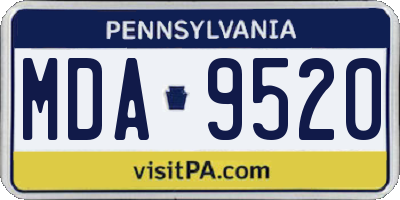 PA license plate MDA9520