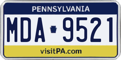 PA license plate MDA9521