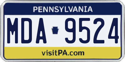 PA license plate MDA9524