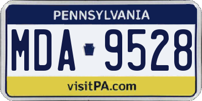 PA license plate MDA9528