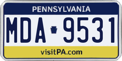 PA license plate MDA9531