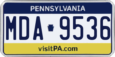 PA license plate MDA9536