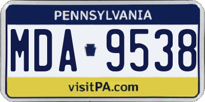 PA license plate MDA9538