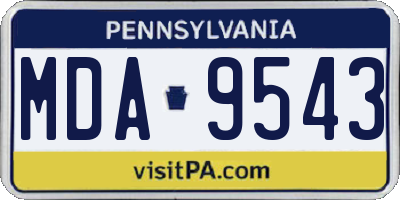 PA license plate MDA9543