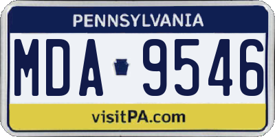 PA license plate MDA9546
