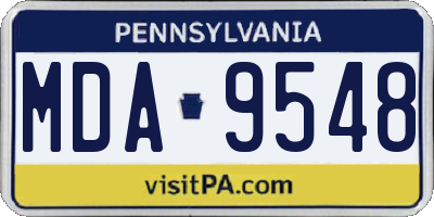 PA license plate MDA9548