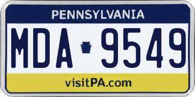 PA license plate MDA9549