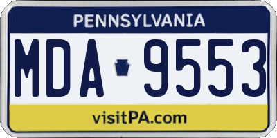PA license plate MDA9553
