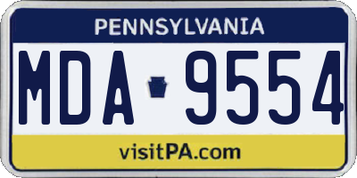 PA license plate MDA9554