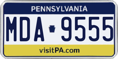 PA license plate MDA9555