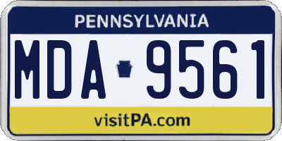 PA license plate MDA9561
