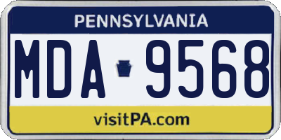PA license plate MDA9568